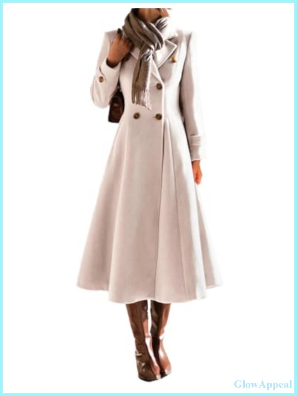 Long Wool Blend Peacoat Double Breasted Winter Coat with Pockets